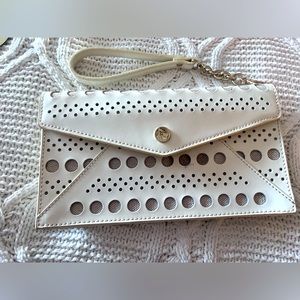 Spartina 449 Large Patent Leather Ivory Wristlet Purse